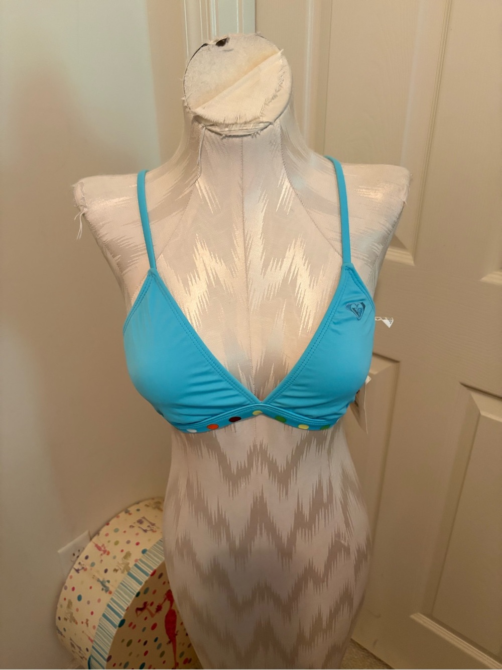 Roxy Women's Blue Triangle Bikini Top NWT size Large $74
